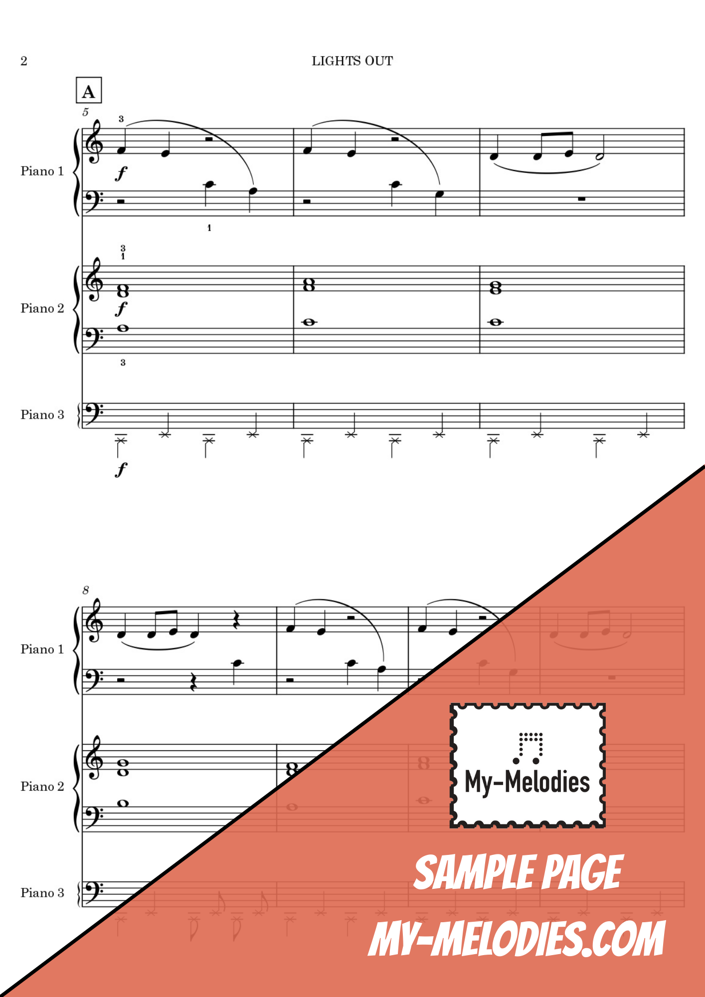 Light’s Out | Pop Piece for 3-Part Piano Ensemble (Elementary)