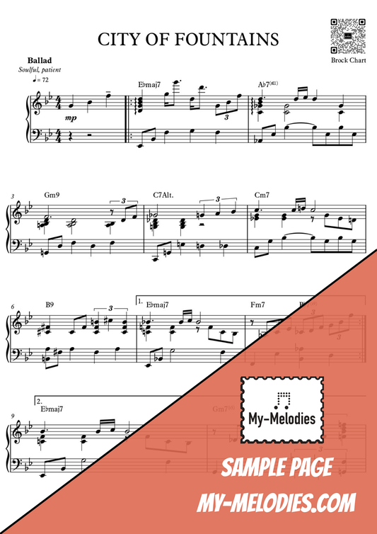 City of Fountains | Jazz Piece for Solo Piano (Intermediate)