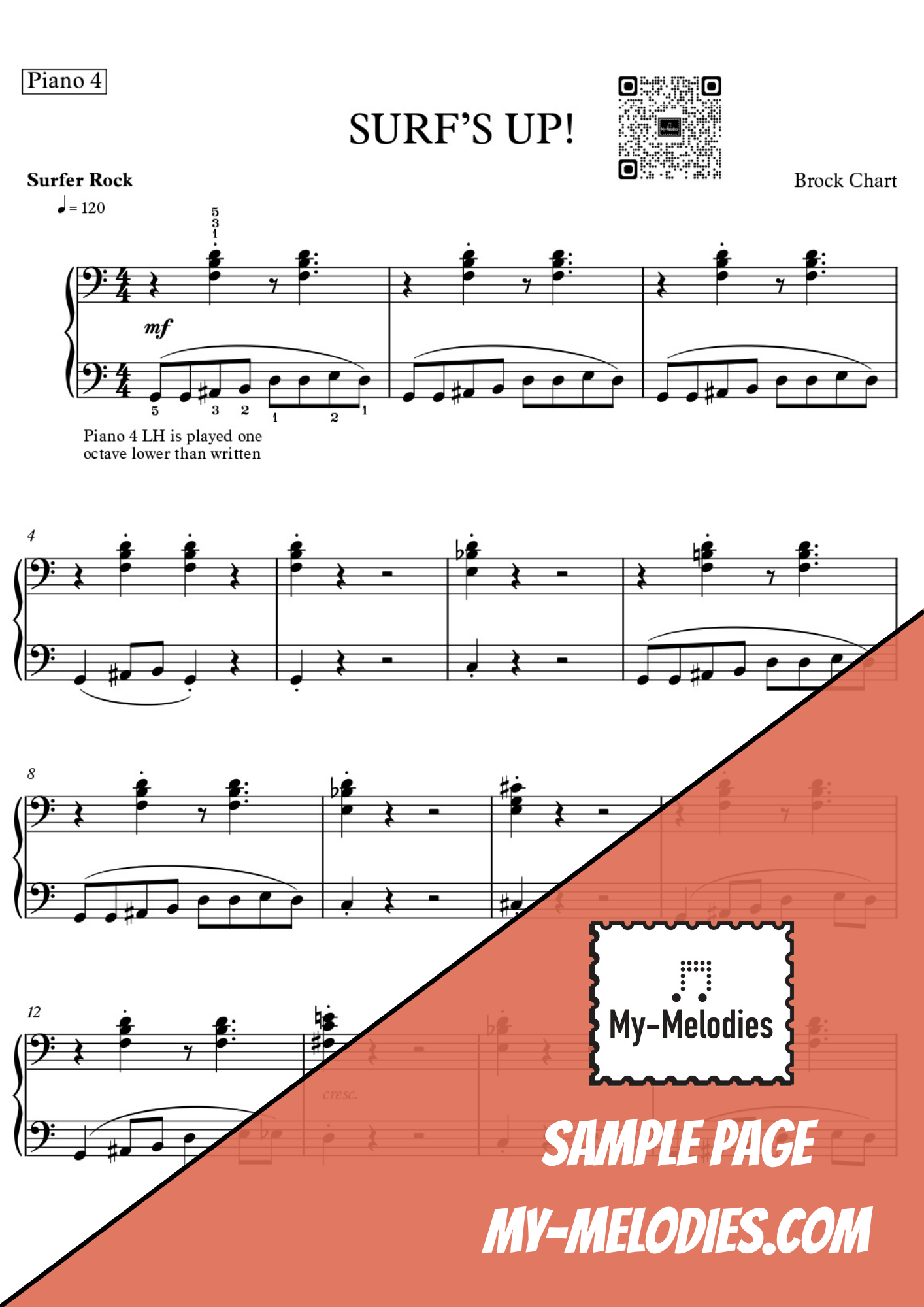 Surf's Up! | Rock Piece for 4-Part Piano Ensemble (Multi-Level)