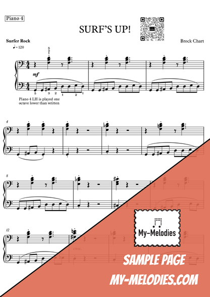 Surf's Up! | Rock Piece for 4-Part Piano Ensemble (Multi-Level)