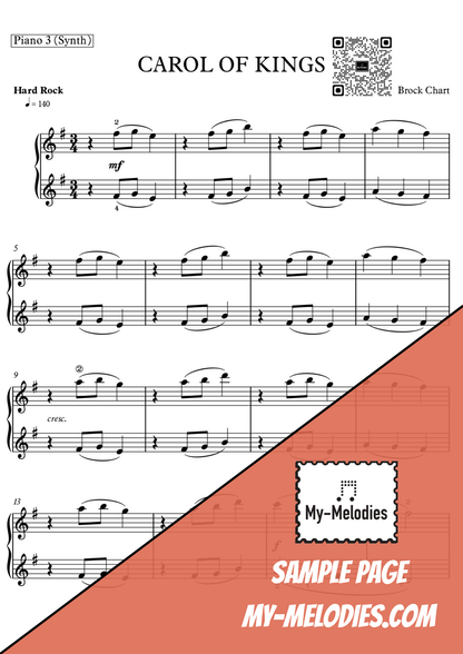 Carol of Kings | Rock Christmas Piece for 4-Part Piano Ensemble (Multi-Level)