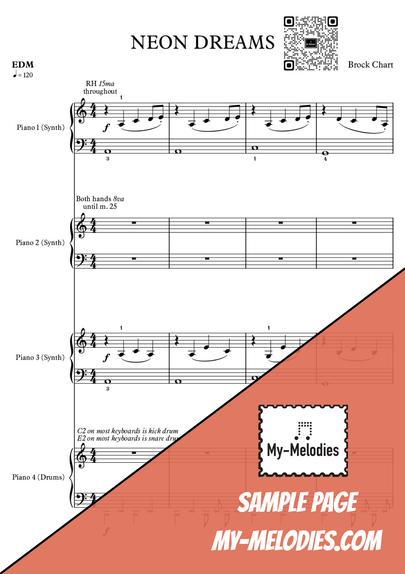 Neon Dreams | Pop Piece for 4-Part Piano Ensemble (Late Elementary)