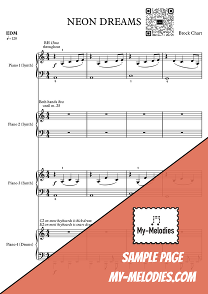 Neon Dreams | Pop Piece for 4-Part Piano Ensemble (Late Elementary)