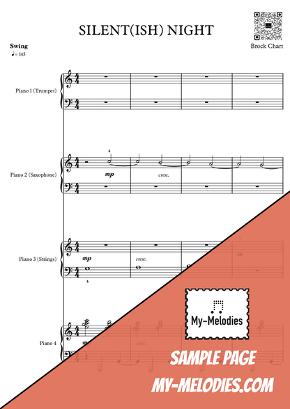 Silent(ish) Night | Jazzy Holiday Piece for 4-Part Piano Ensemble (Multi-Level)