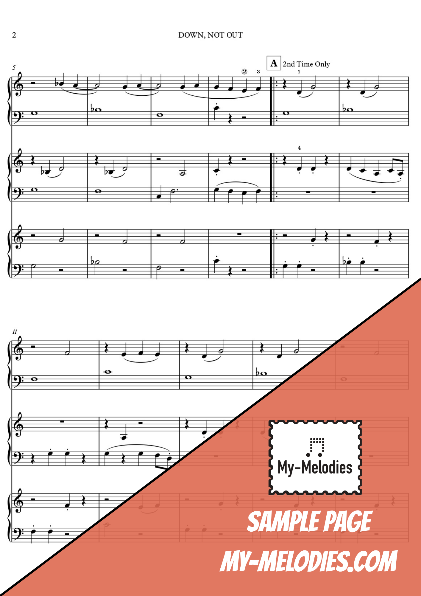 Down, Not Out | Pop Piece for 3-Part Piano Ensemble (Late Elementary)