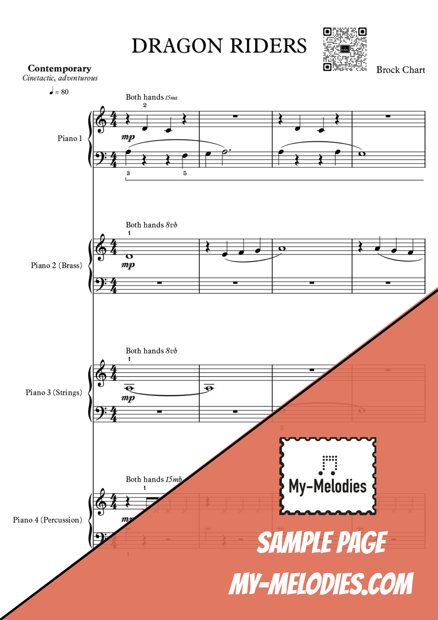 Dragon Riders | Contemporary Piece for 4-Part Piano Ensemble (Elementary)