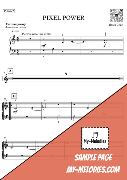 Pixel Power | Contemporary Piece for 4-Part Piano Ensemble (Elementary)