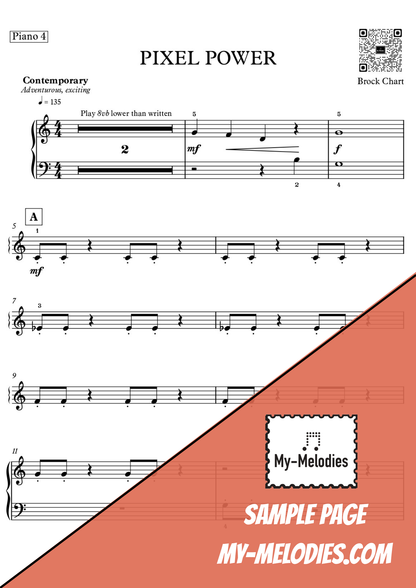 Pixel Power | Contemporary Piece for 4-Part Piano Ensemble (Elementary)