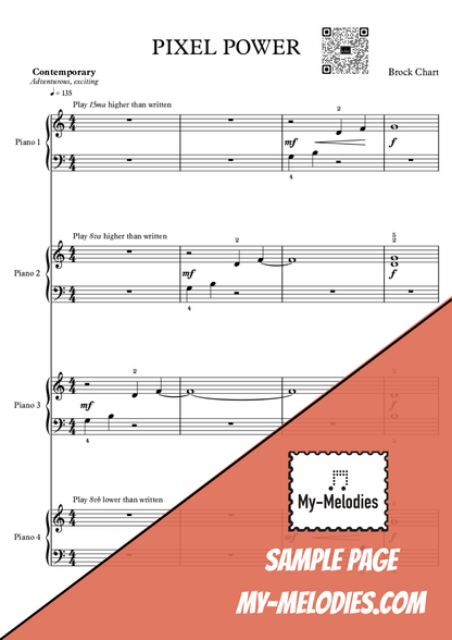 Pixel Power | Contemporary Piece for 4-Part Piano Ensemble (Elementary)