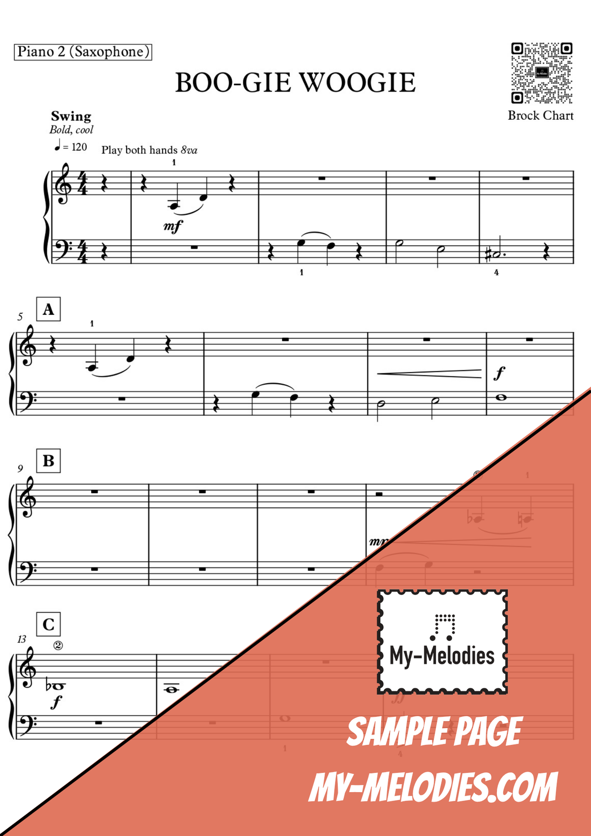 Boo-gie Woogie | Jazz Piece for 4-Part Piano Ensemble (Elementary)