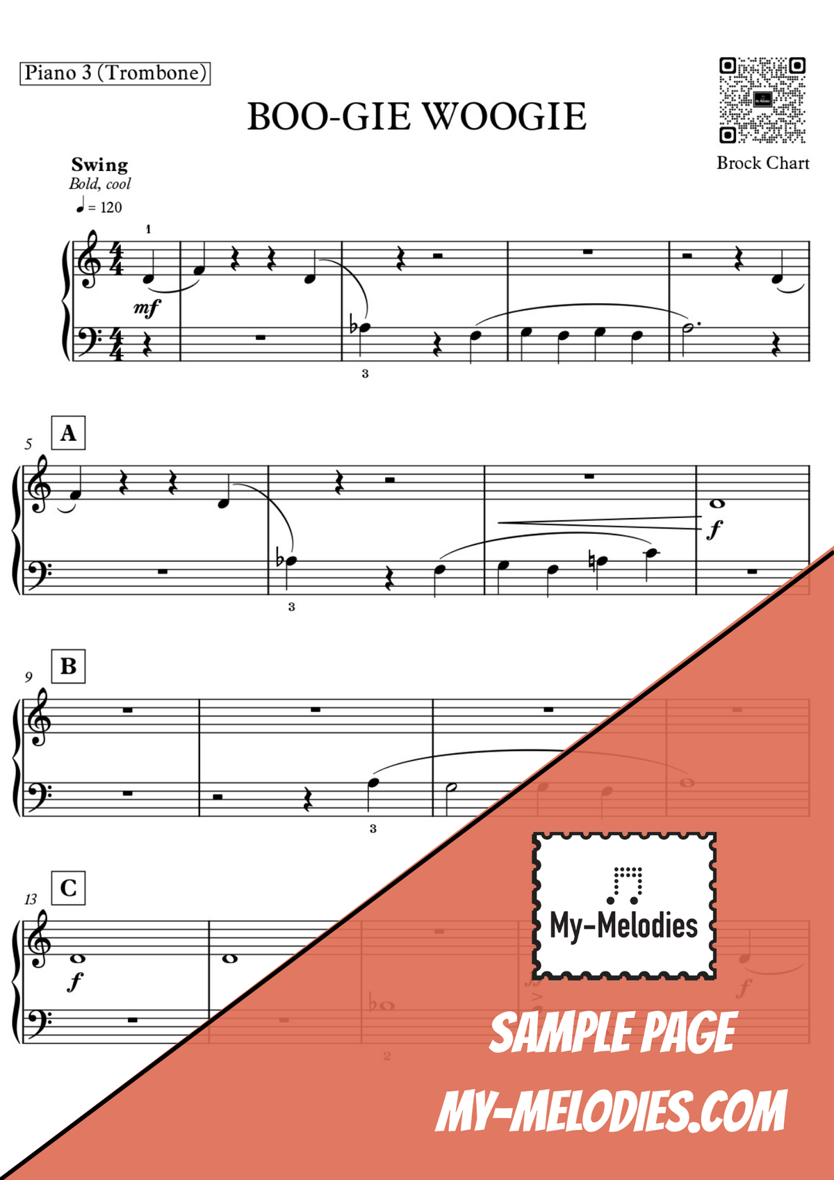 Boo-gie Woogie | Jazz Piece for 4-Part Piano Ensemble (Elementary)