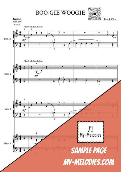 Boo-gie Woogie | Jazz Piece for 4-Part Piano Ensemble (Elementary)