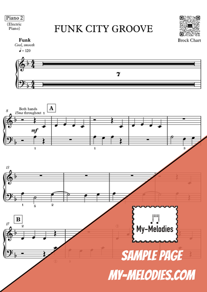 Funk City Groove | Jazz Piece for 4-Part Piano Ensemble (Multi-Level)