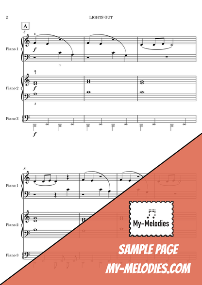 Light’s Out | Pop Piece for 3-Part Piano Ensemble (Elementary)