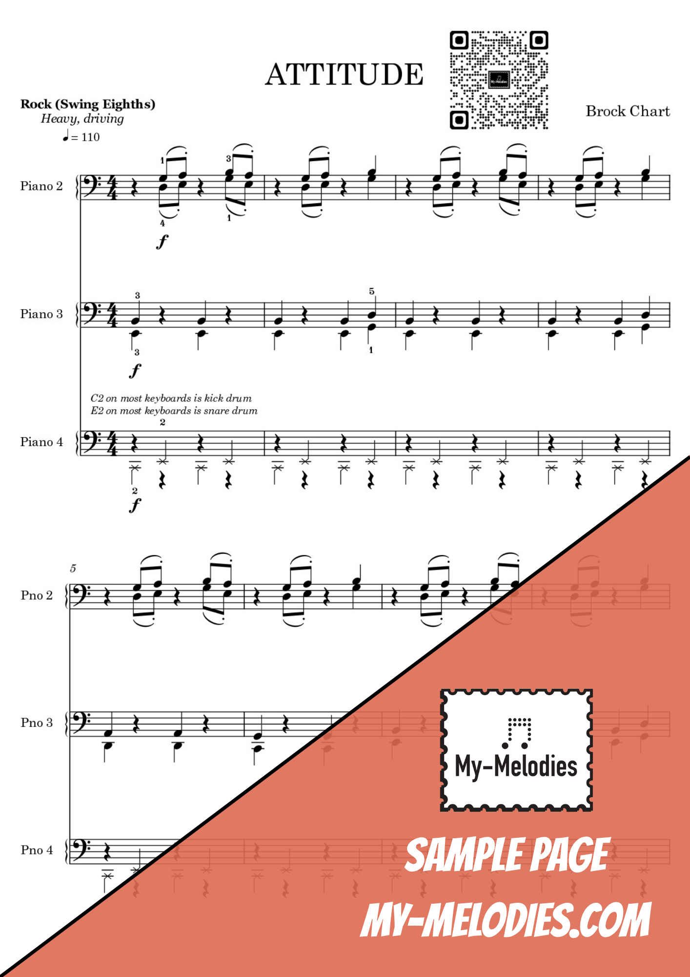Attitude | Rock Piece for 4-Part Piano Ensemble (Late Elementary)