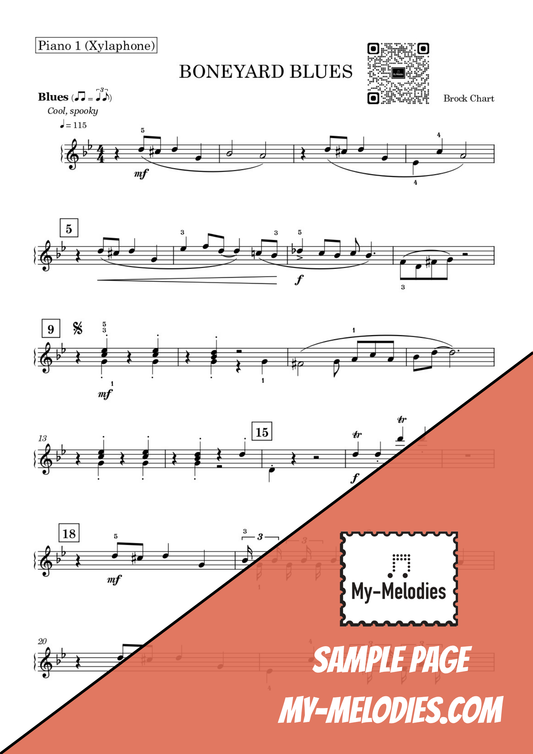 Boneyard Blues | Halloween Jazz Piece for 3-Part Piano Ensemble (Early Intermediate)