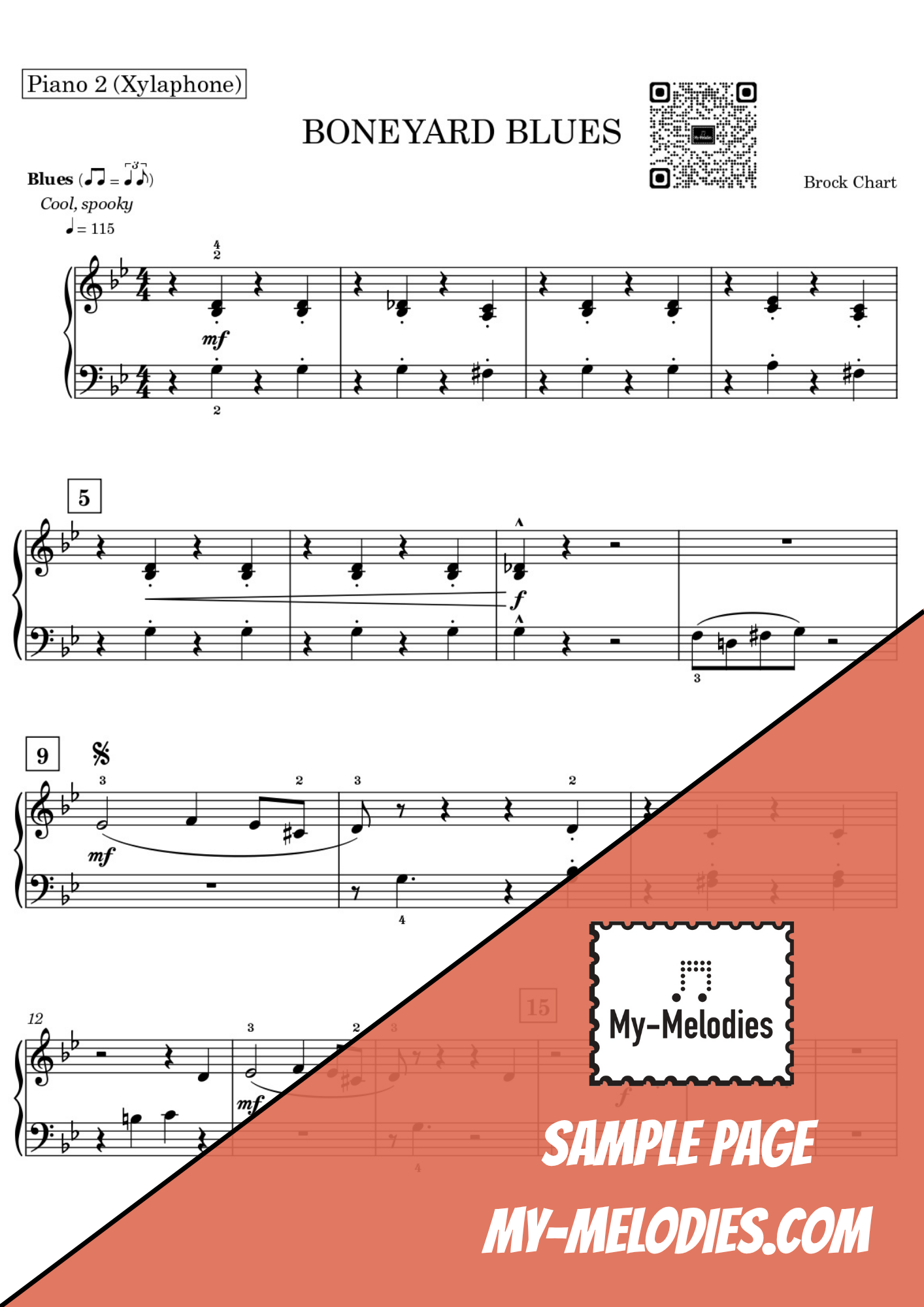 Boneyard Blues | Halloween Jazz Piece for 3-Part Piano Ensemble (Early Intermediate)