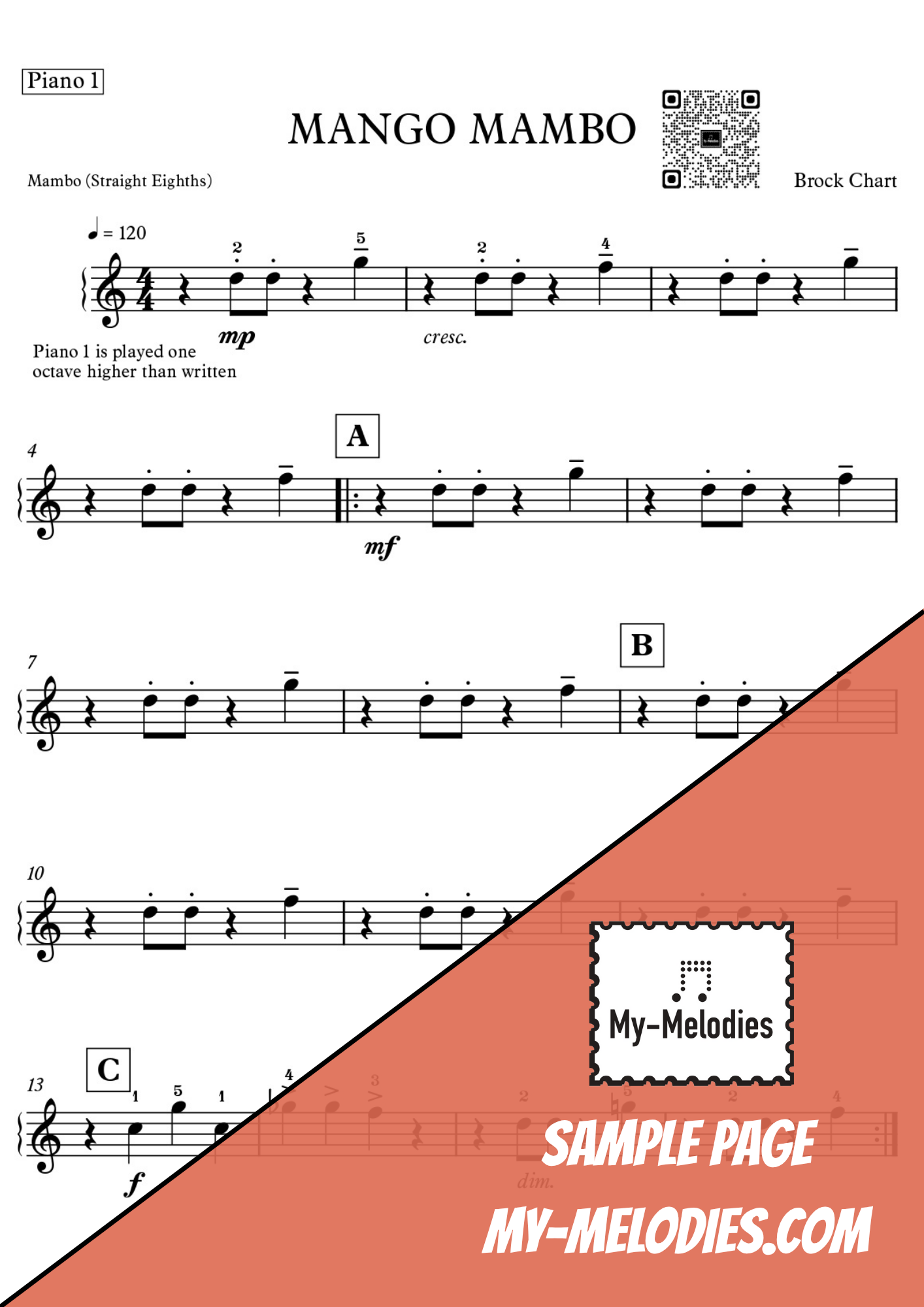 Mango Mambo | Latin Jazz Piece for 4-Part Piano Ensemble (Multi-Level)