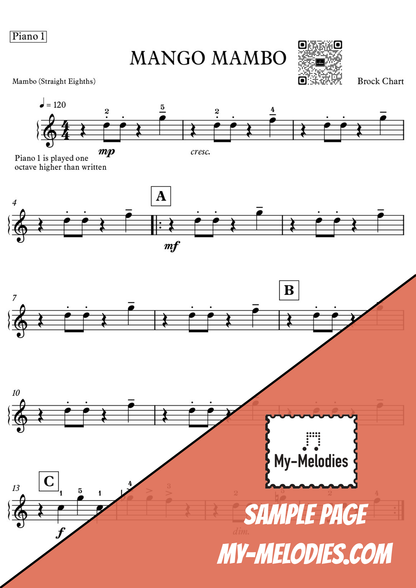 Mango Mambo | Latin Jazz Piece for 4-Part Piano Ensemble (Multi-Level)