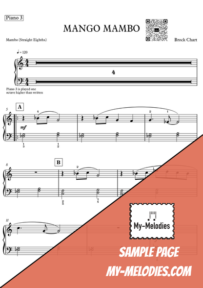 Mango Mambo | Latin Jazz Piece for 4-Part Piano Ensemble (Multi-Level)