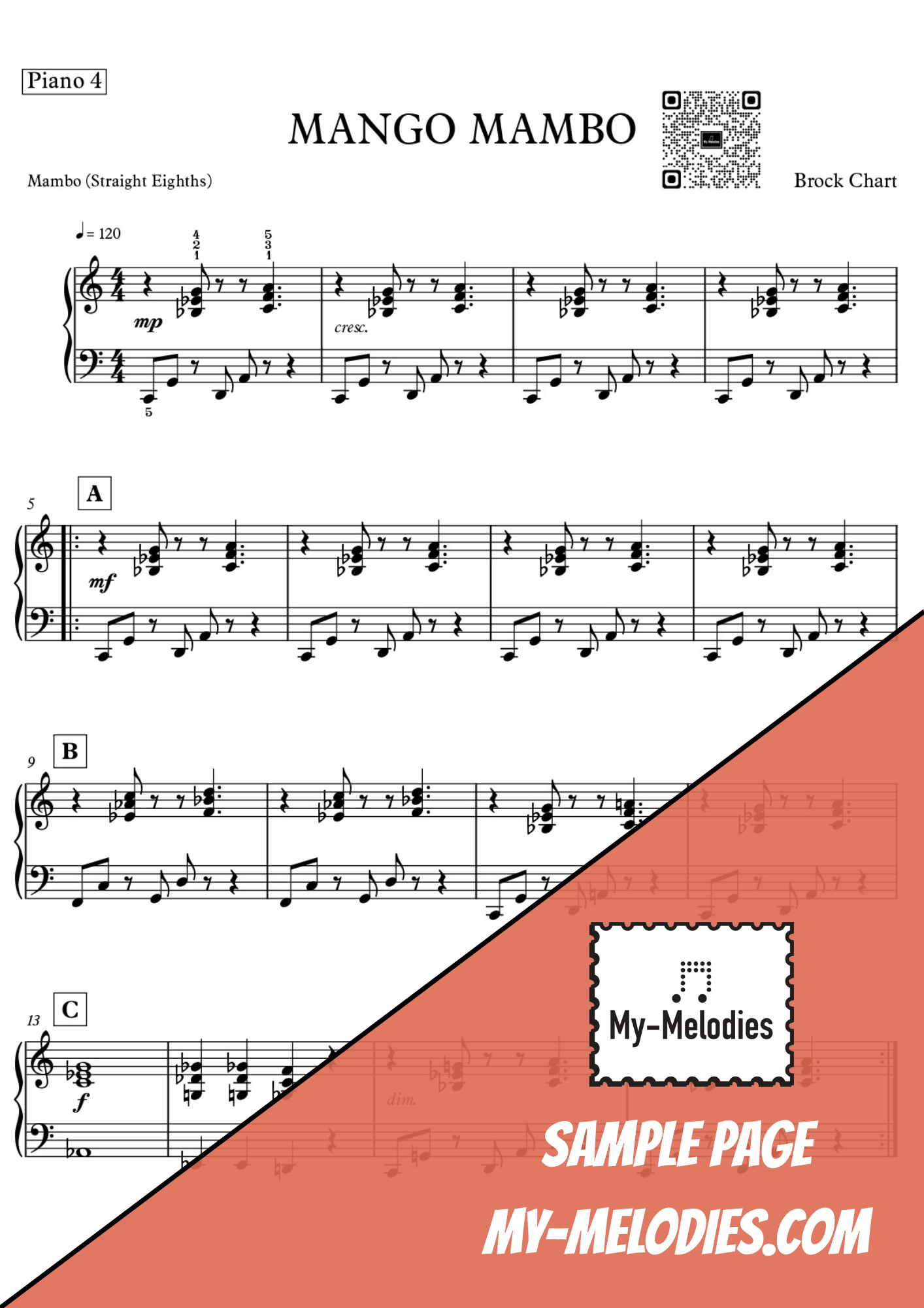 Mango Mambo | Latin Jazz Piece for 4-Part Piano Ensemble (Multi-Level)