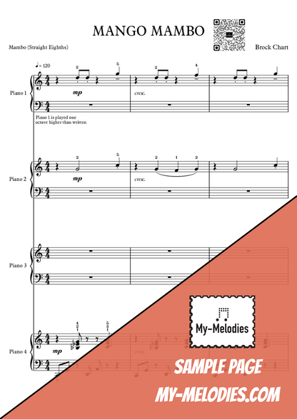 Mango Mambo | Latin Jazz Piece for 4-Part Piano Ensemble (Multi-Level)