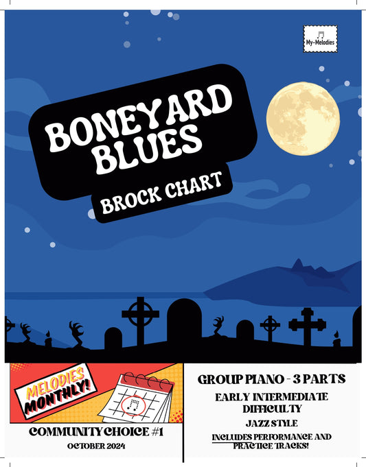 Boneyard Blues | Halloween Jazz Piece for 3-Part Piano Ensemble (Early Intermediate)