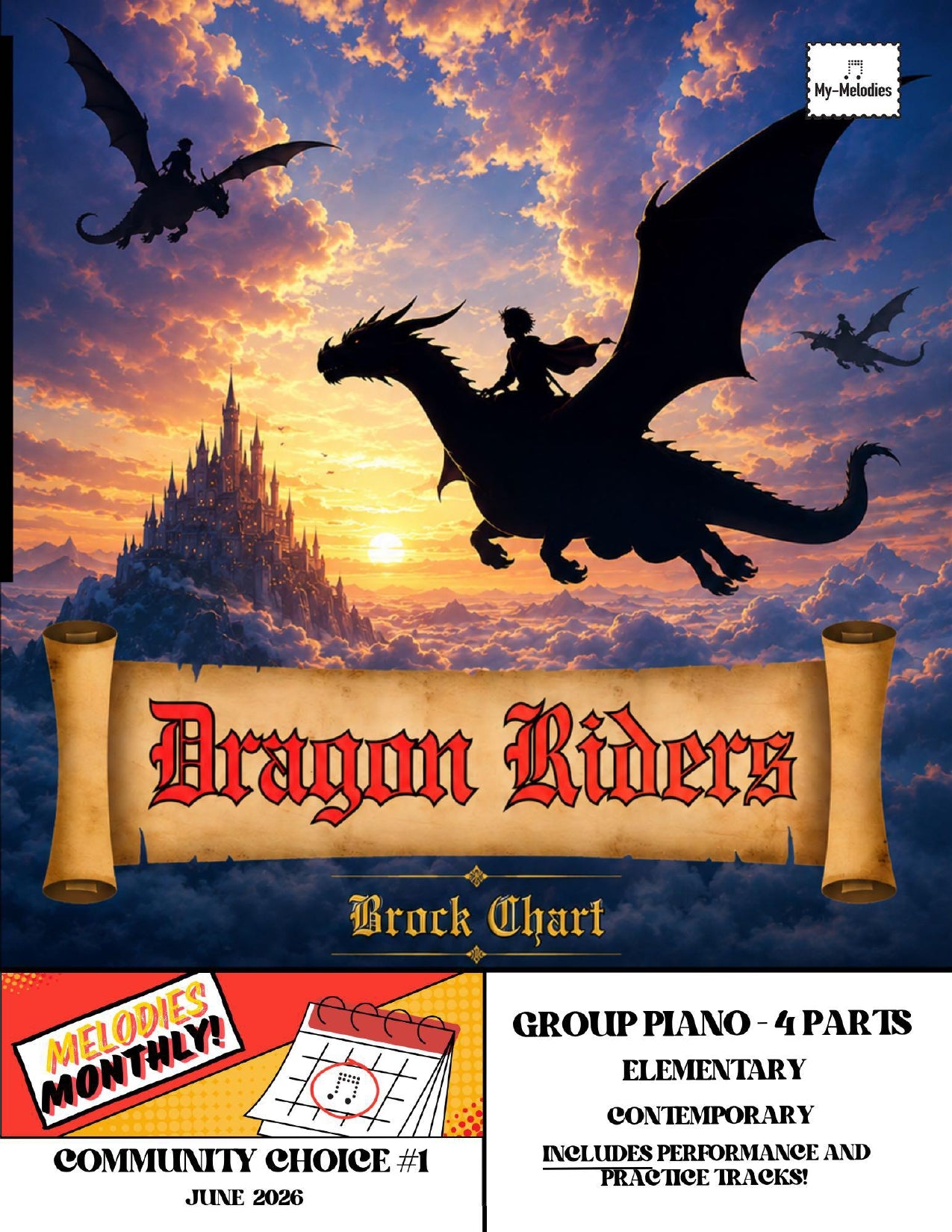 Dragon Riders | Contemporary Piece for 4-Part Piano Ensemble (Elementary)