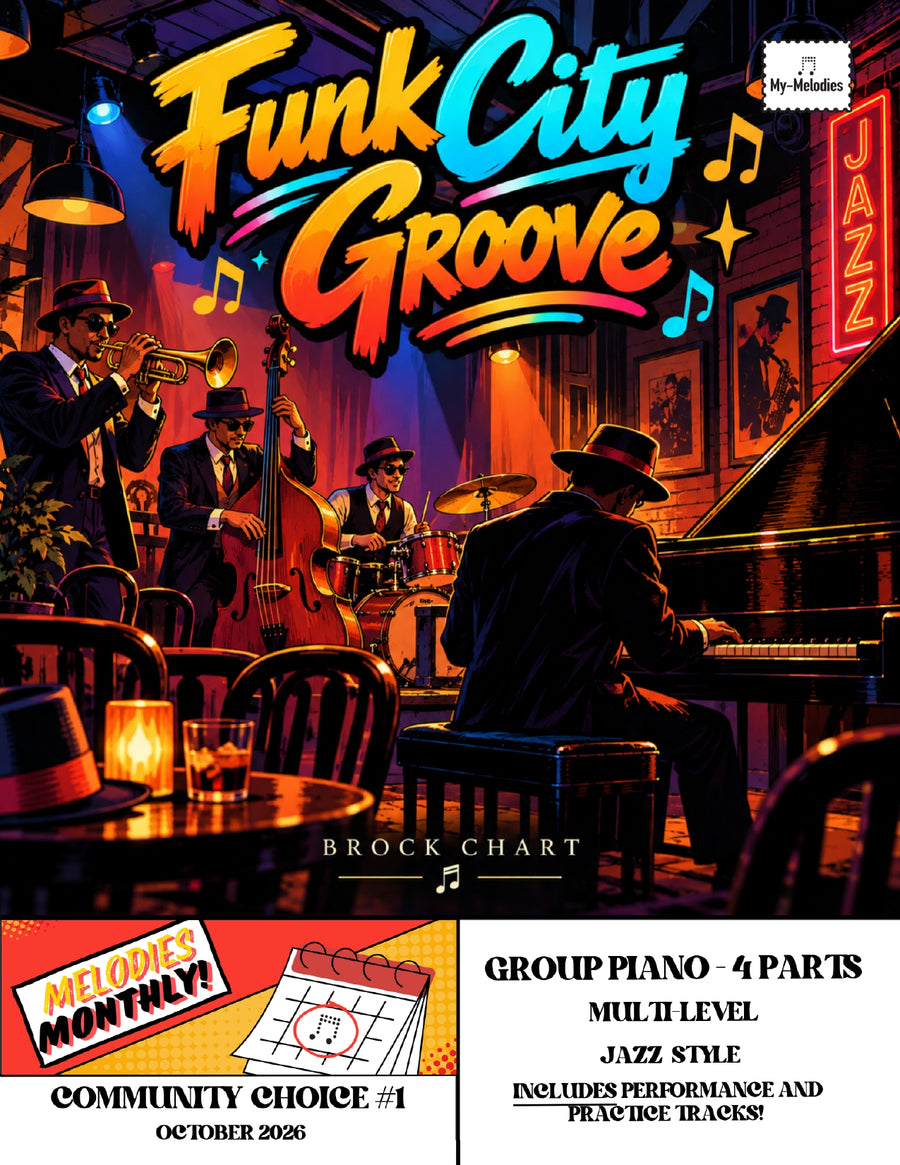 Funk City Groove | Jazz Piece for 4-Part Piano Ensemble (Multi-Level)