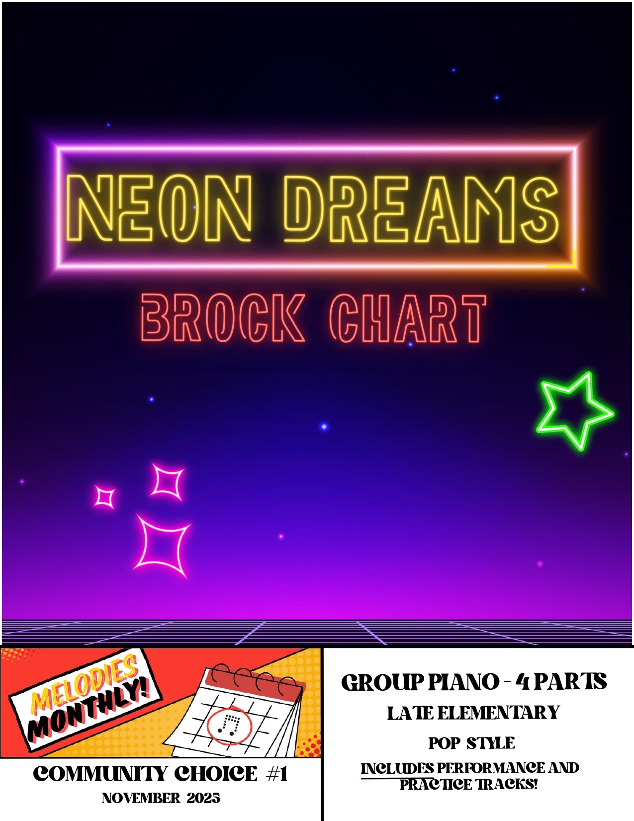 Neon Dreams | Pop Piece for 4-Part Piano Ensemble (Late Elementary)
