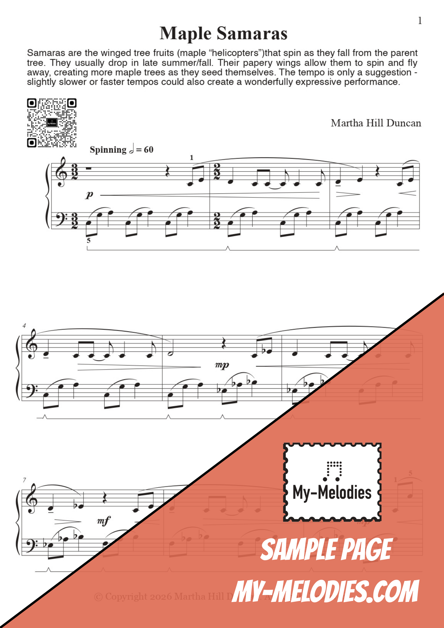 Maple Samaras | Contemporary Piece for Solo Piano (Late Intermediate)