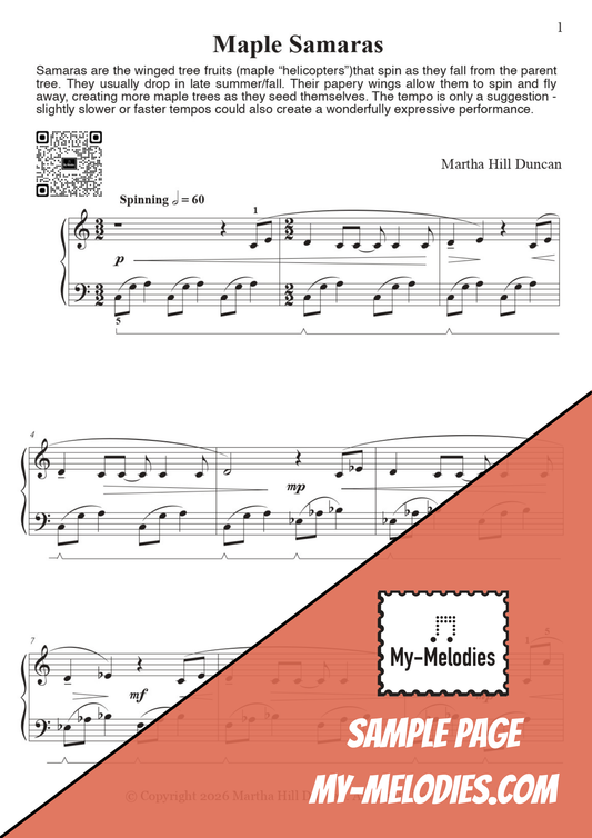 Maple Samaras | Contemporary Piece for Solo Piano (Late Intermediate)