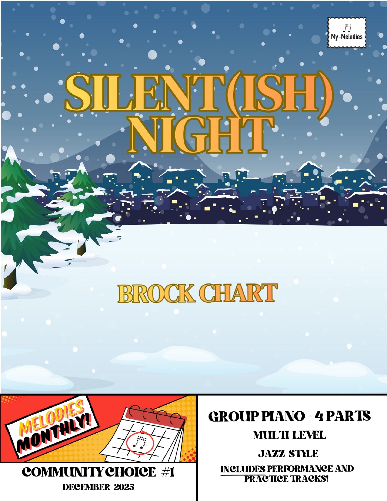 Silent(ish) Night | Jazzy Holiday Piece for 4-Part Piano Ensemble (Multi-Level)
